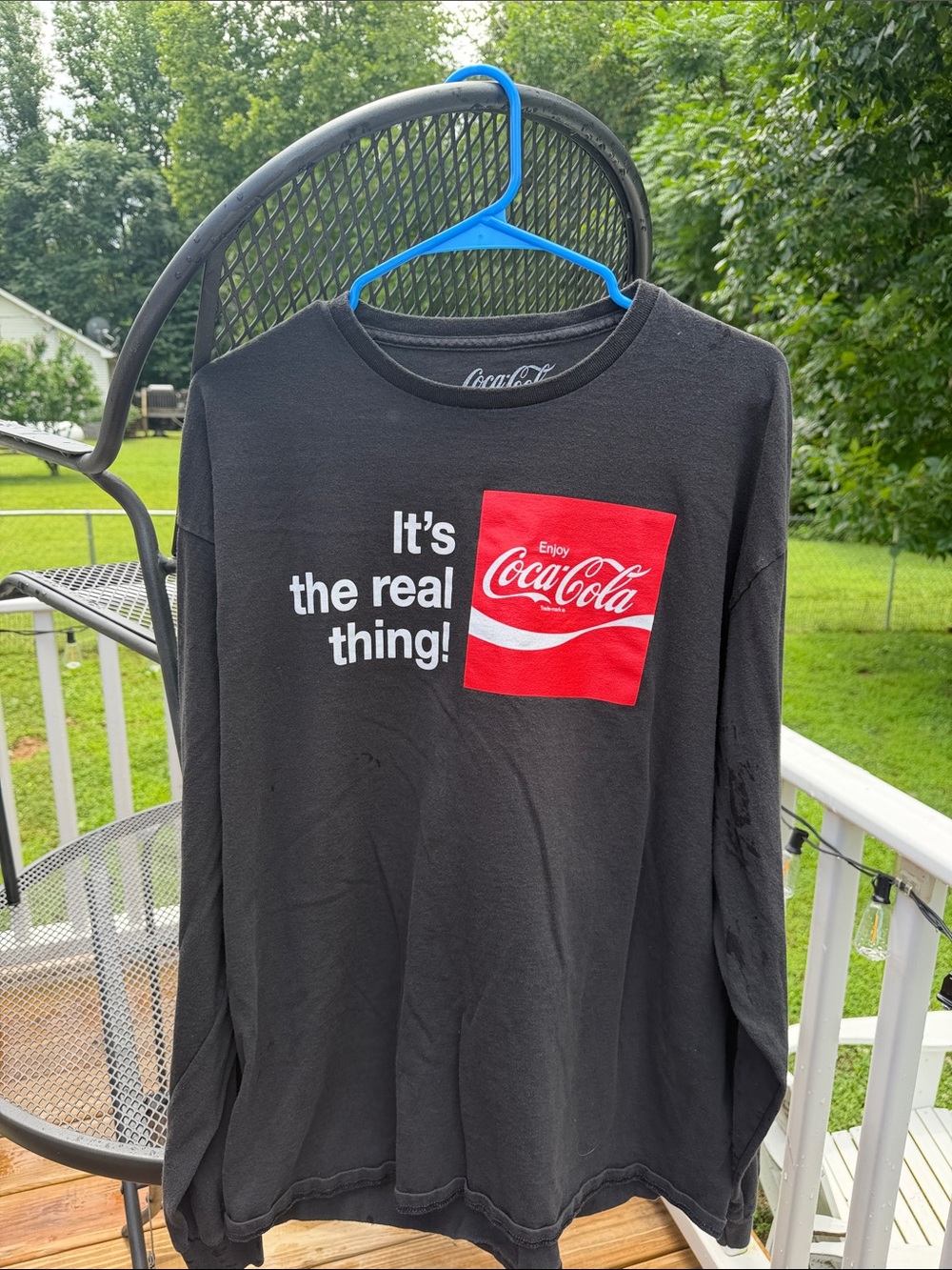 Coca-Cola Black Long Sleeve Shirt with Red Logo Graphic